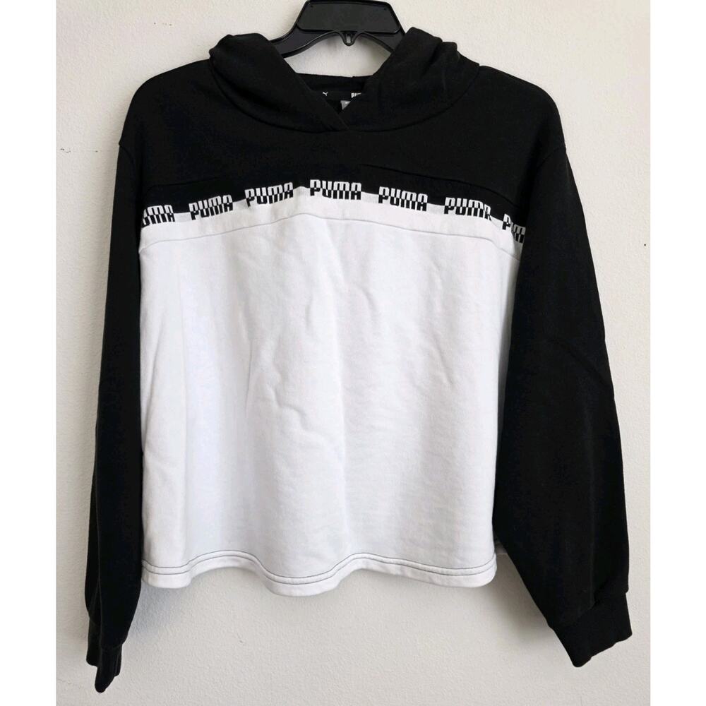 Puma Black/White Amplified Cropped Logo Hoodie‎ 3xl